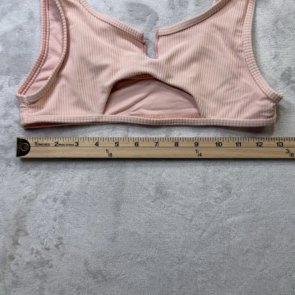 Frankies Bikinis‎ Ribbed Cutout Bikini Top Peach Pink Large Malibu